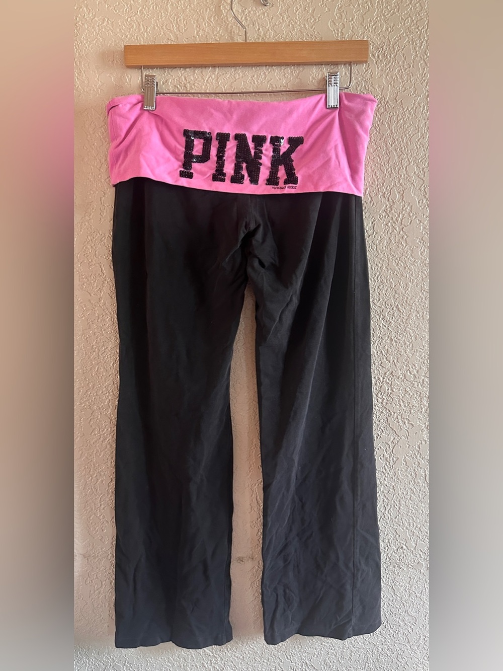 2000's Y2K Victoria's Secret PINK Sequin
Foldover Flare Leggings Size Medium